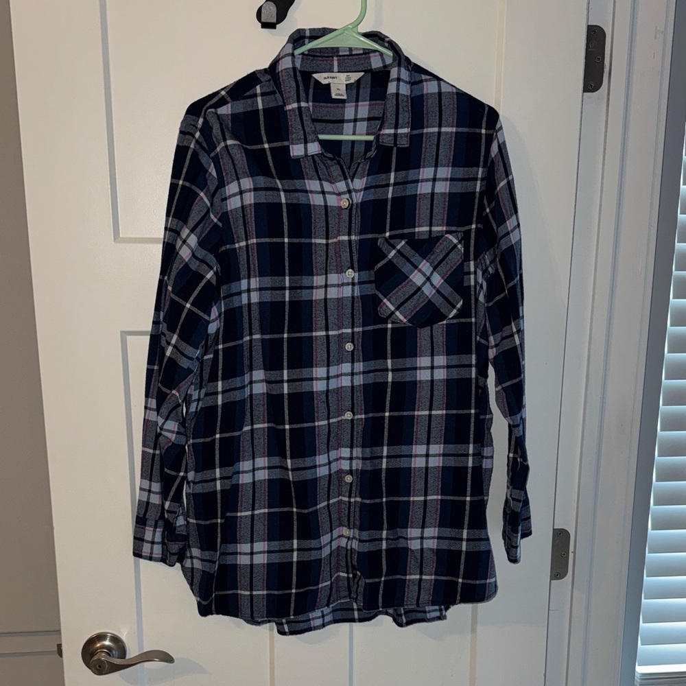 Women’s Plaid Shirt - Blue and White
